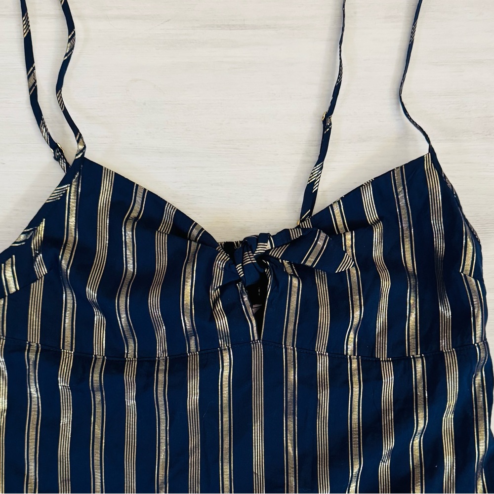 Vintage Y2K Victoria’s Secret Navy w/ Gold Stripes Woman’s Blouse Size Medium‎ - Picture 2 of 6